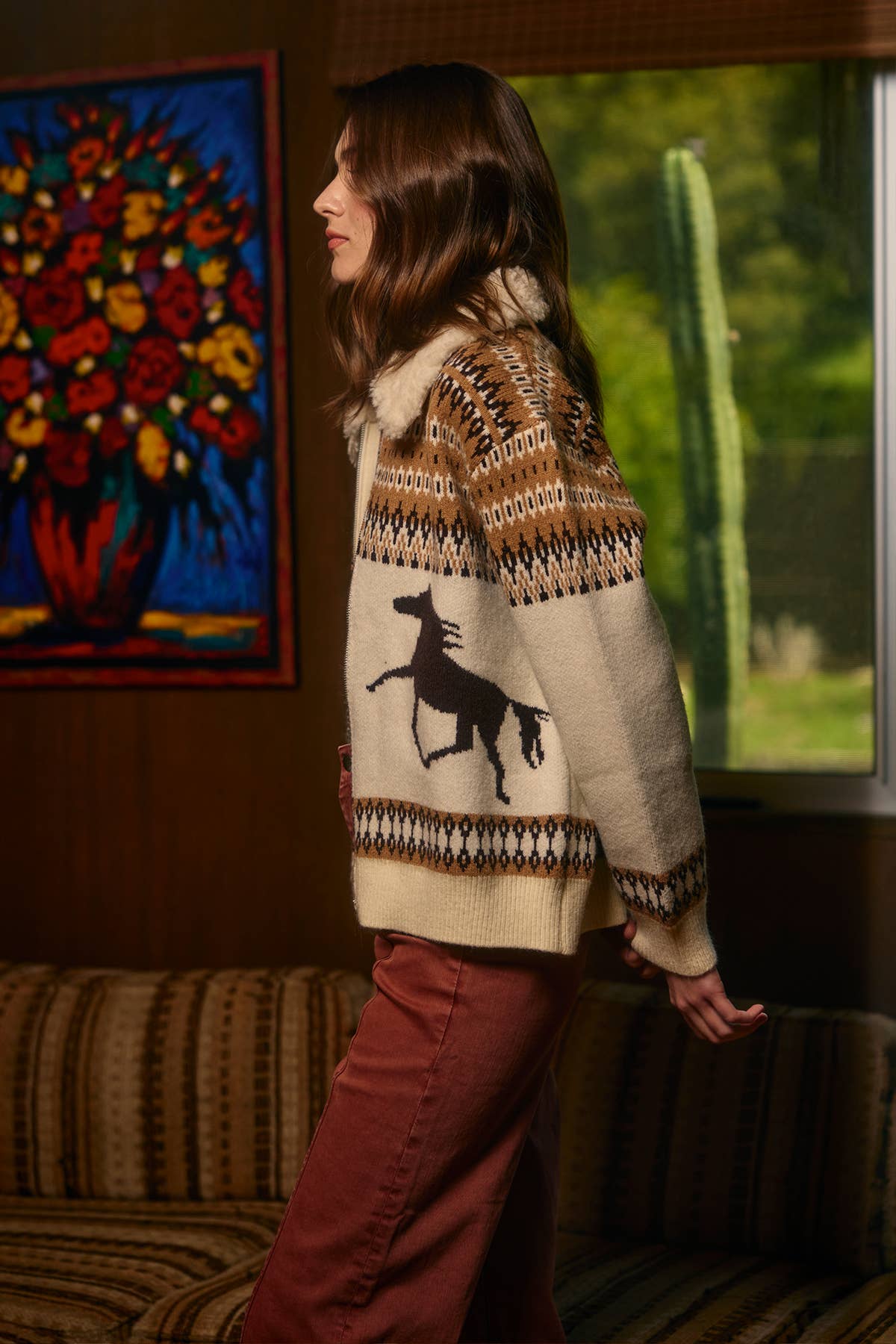 Horse Knit Sweater Jacket