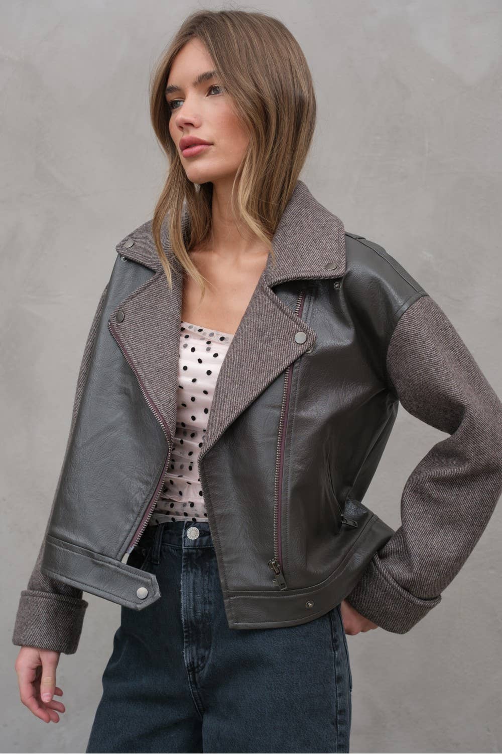 Herringbone Leather Jacket – the gray label