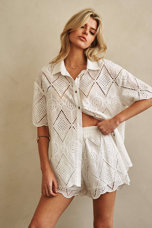 Summertime Lace Button Down