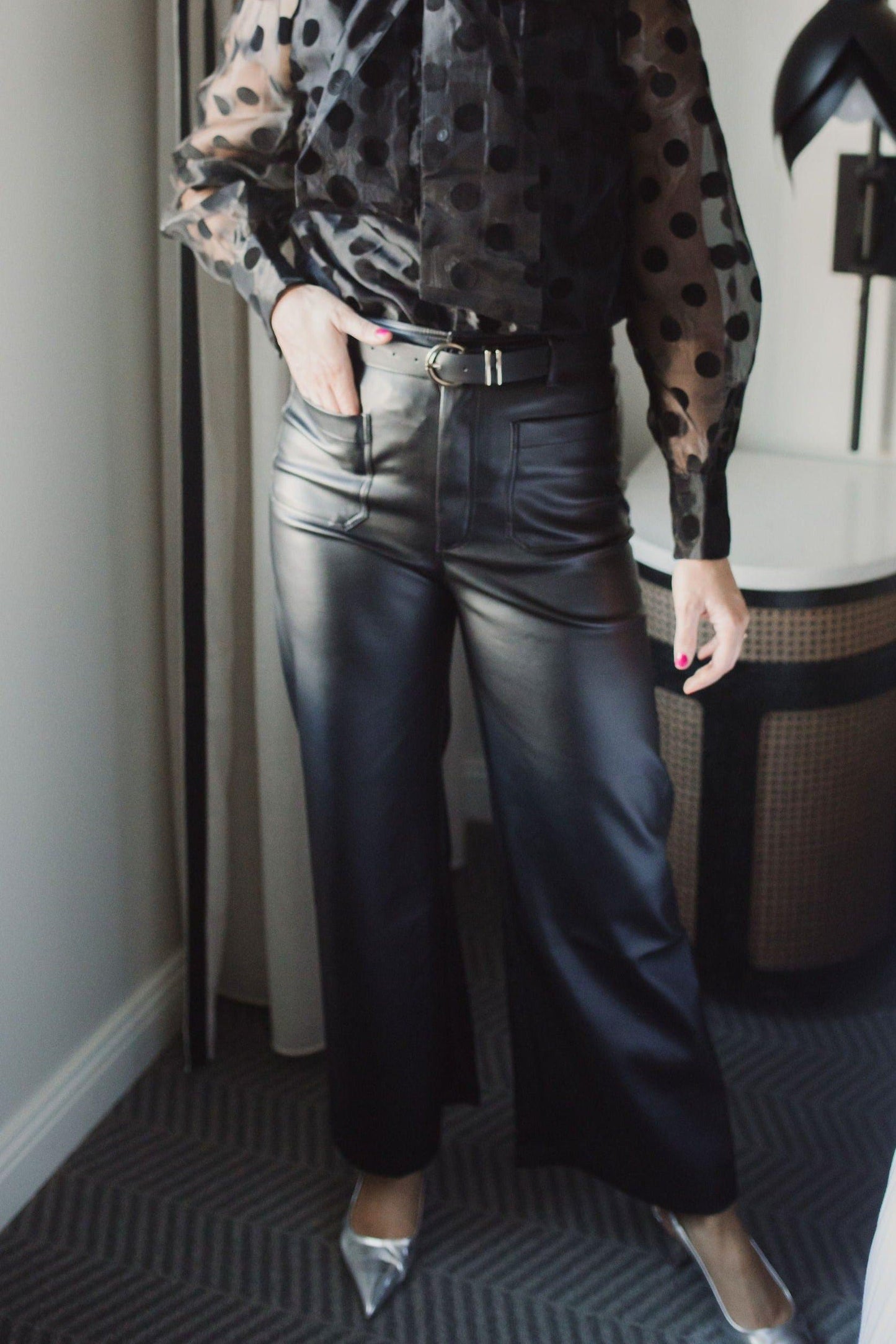 Holland and Bloom Collab Faux Leather Wide Leg Pants