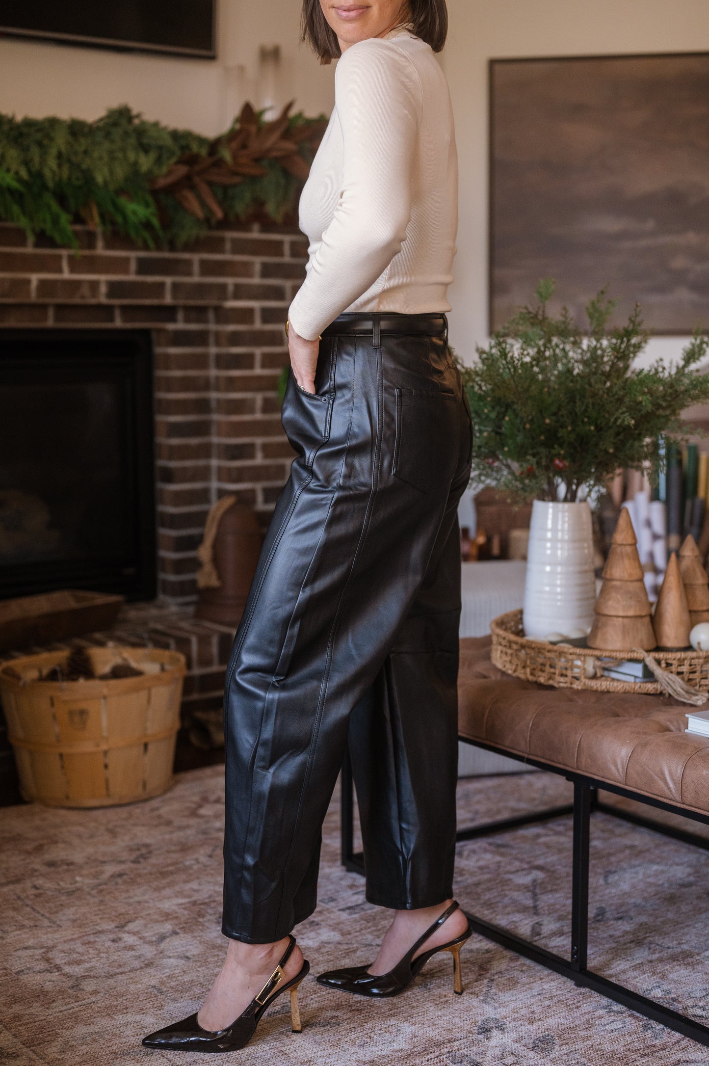 Holland and Bloom Leather Barrel Pants