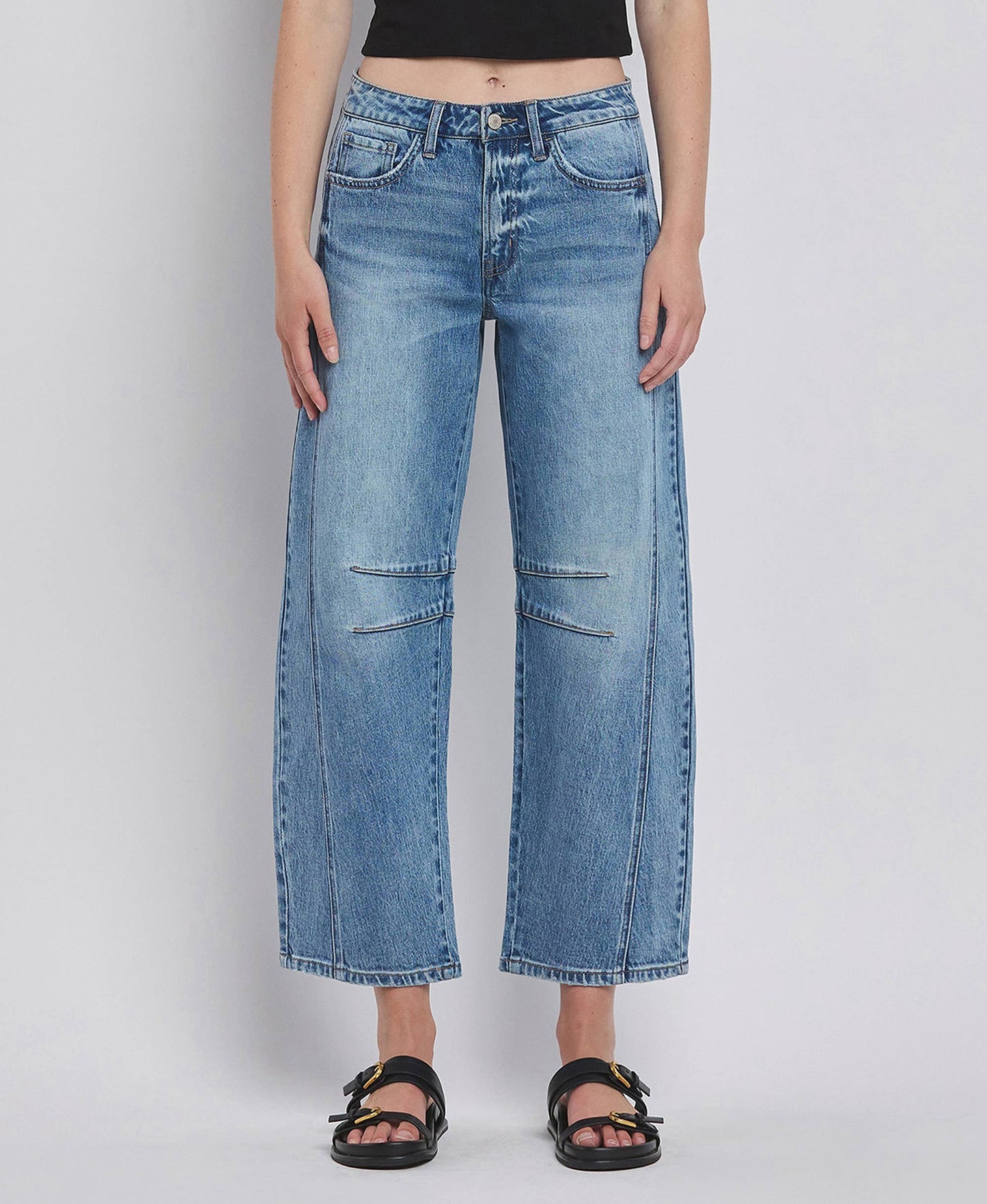 Cropped Barrel Leg Jeans