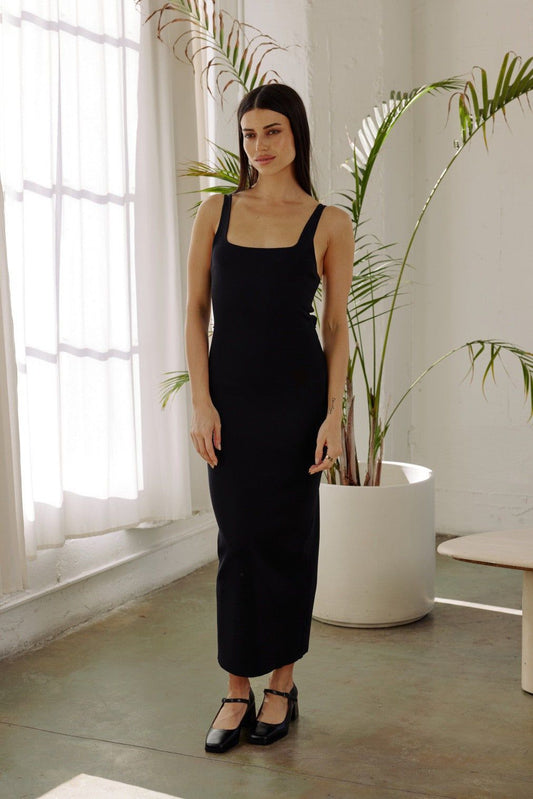 Black Twist Back Maxi Dress