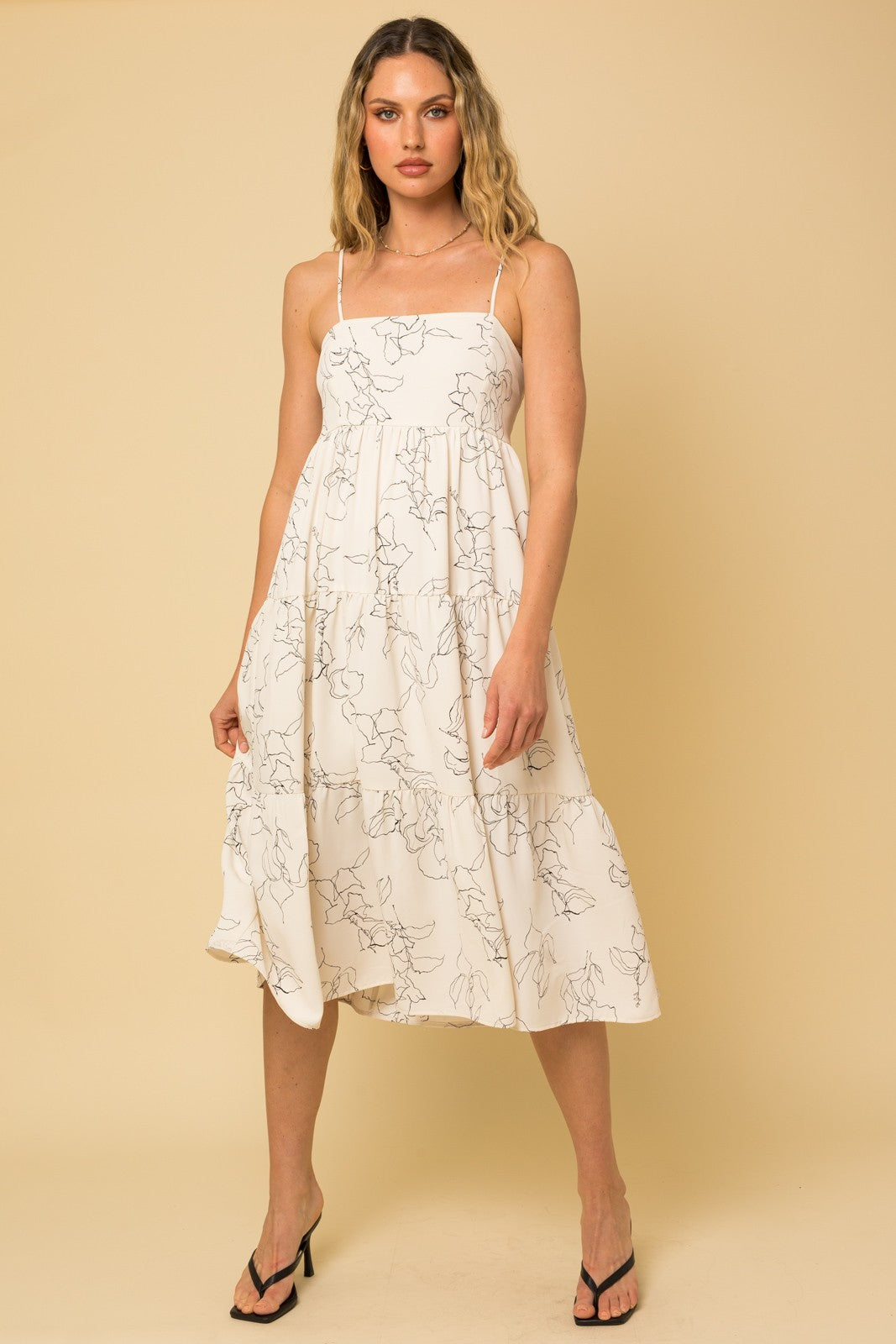 Sleeveless Smocked Tiered Midi Dress