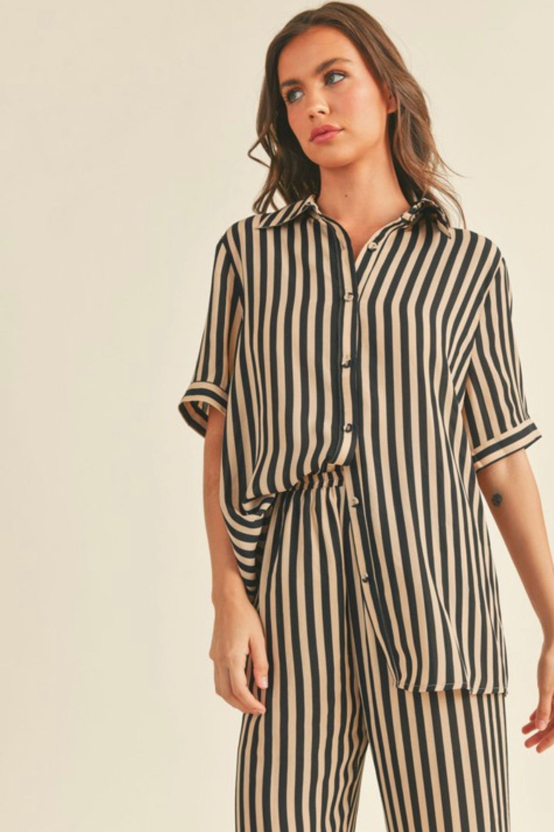 Black and Ivory Button Down