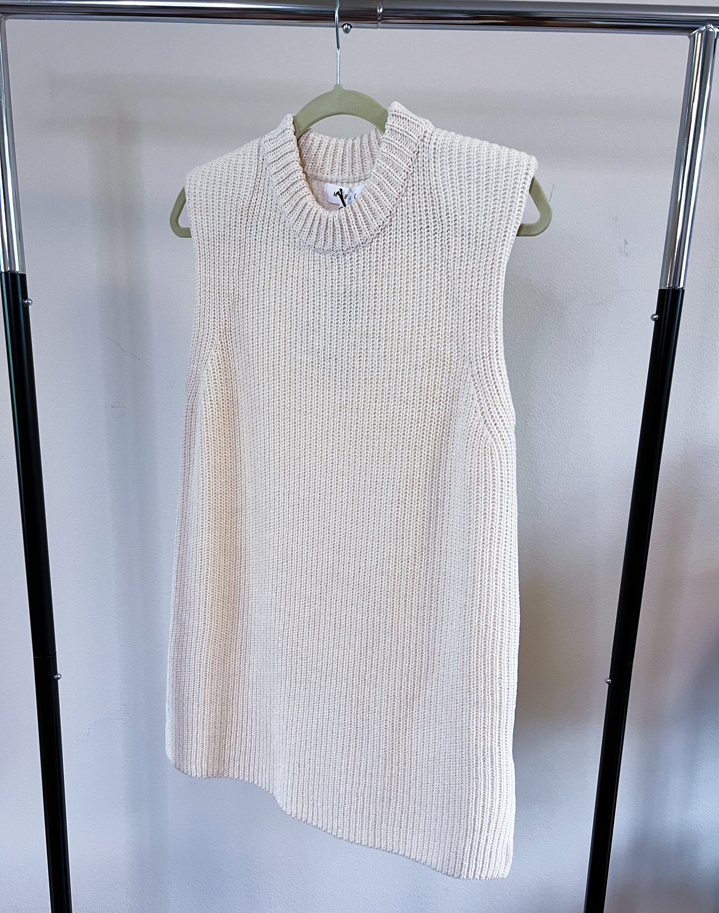 Sleeveless Shoulder Pad Sweater Tunic