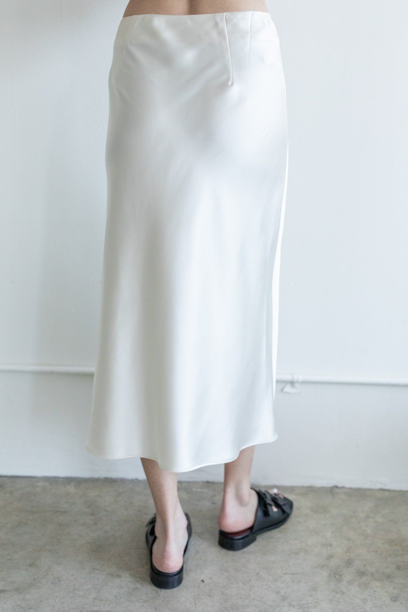 Satin Ivory Midi Skirt