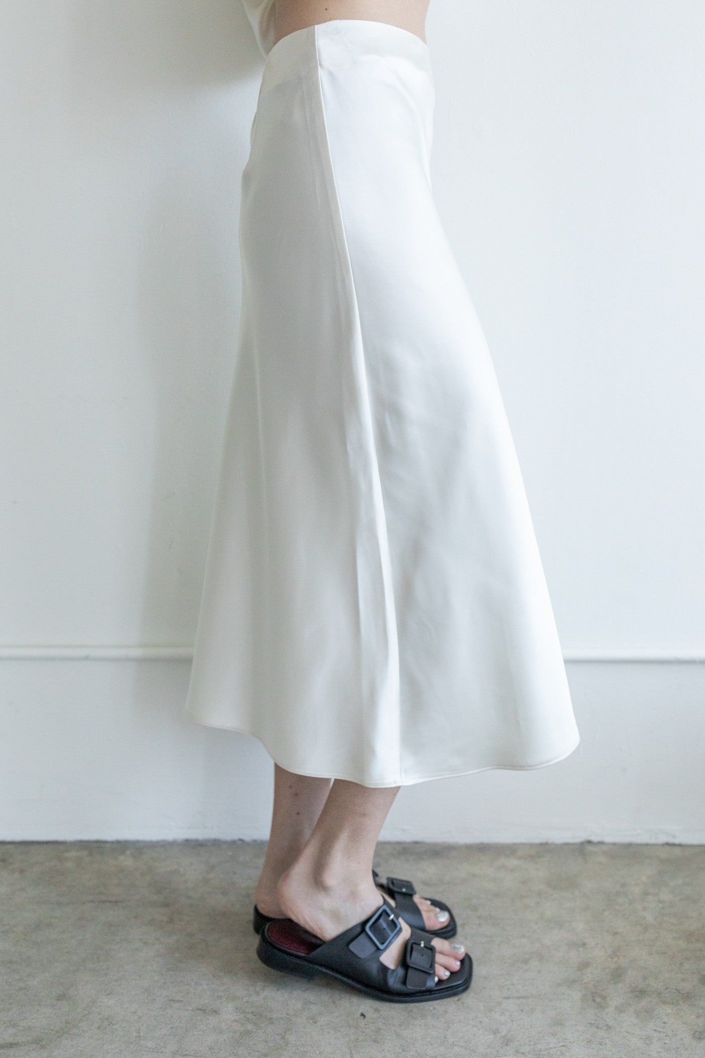 Satin Ivory Midi Skirt