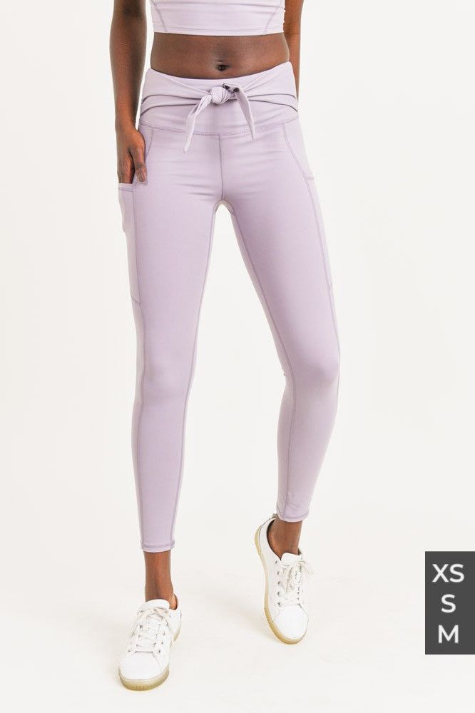 Tie Front Highwaisted Leggings with Pockets
