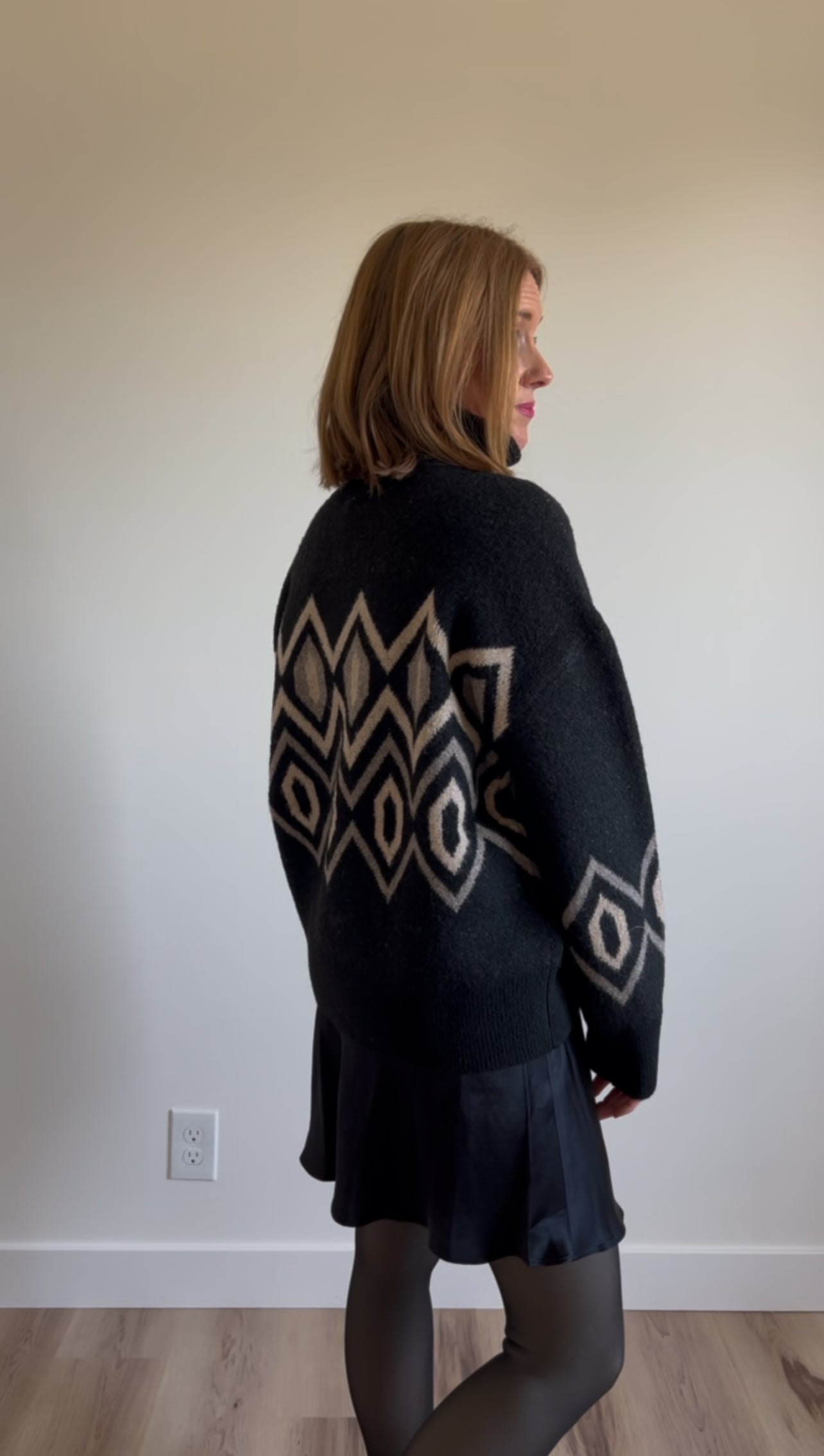 Argyle Geometric Turtleneck Sweater