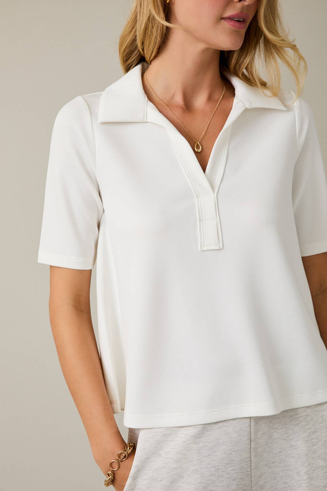 Open Half-Sleeve Polo Top