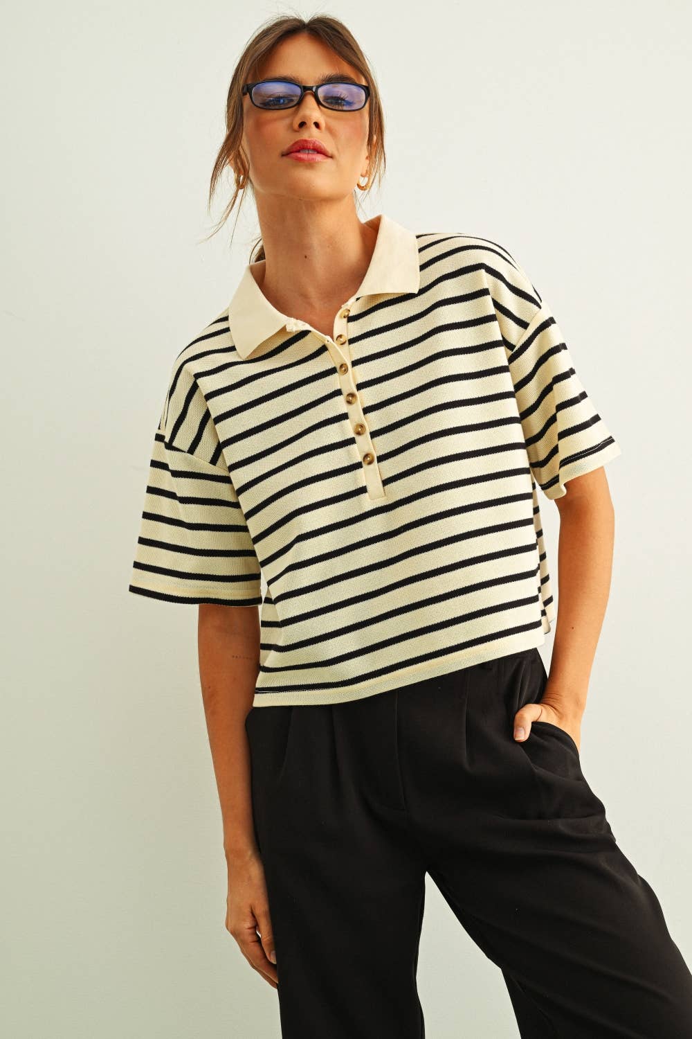 Striped Short-Sleeve Polo Shirt