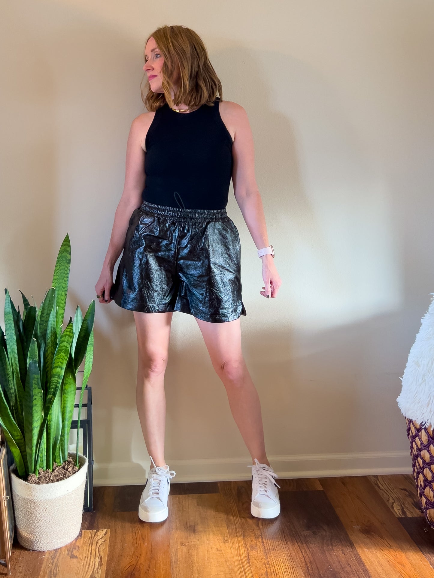 Shiny Faux Leather Shorts