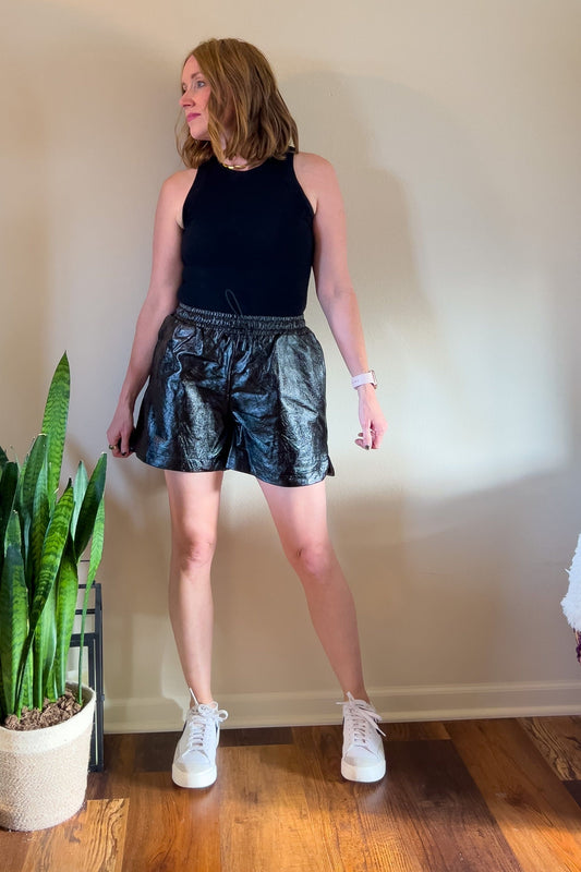 Shiny Faux Leather Shorts