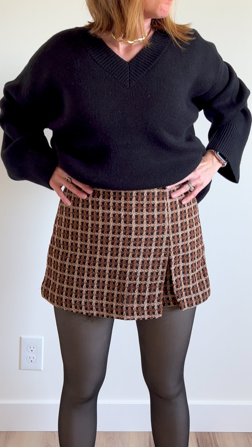 Woven Tweed Skort