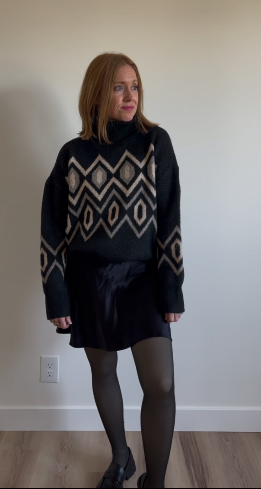 Argyle Geometric Turtleneck Sweater