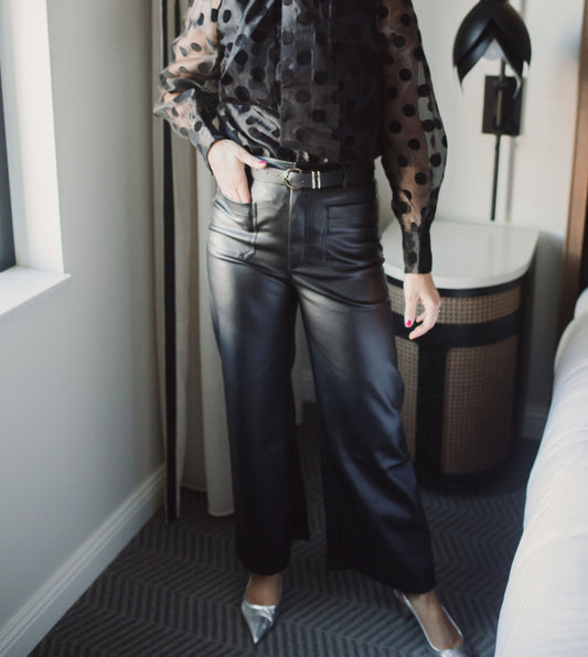 Holland and Bloom Collab Faux Leather Wide Leg Pants