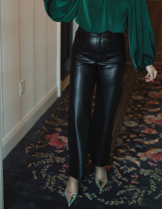 Holland and Bloom Collab Faux Leather Wide Leg Pants