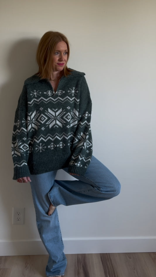 Fair Isle Jacquard Oversized Sweater