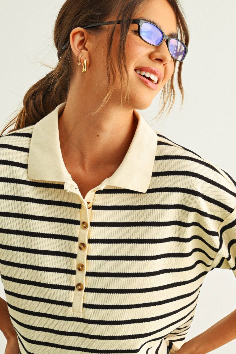 Striped Short-Sleeve Polo Shirt