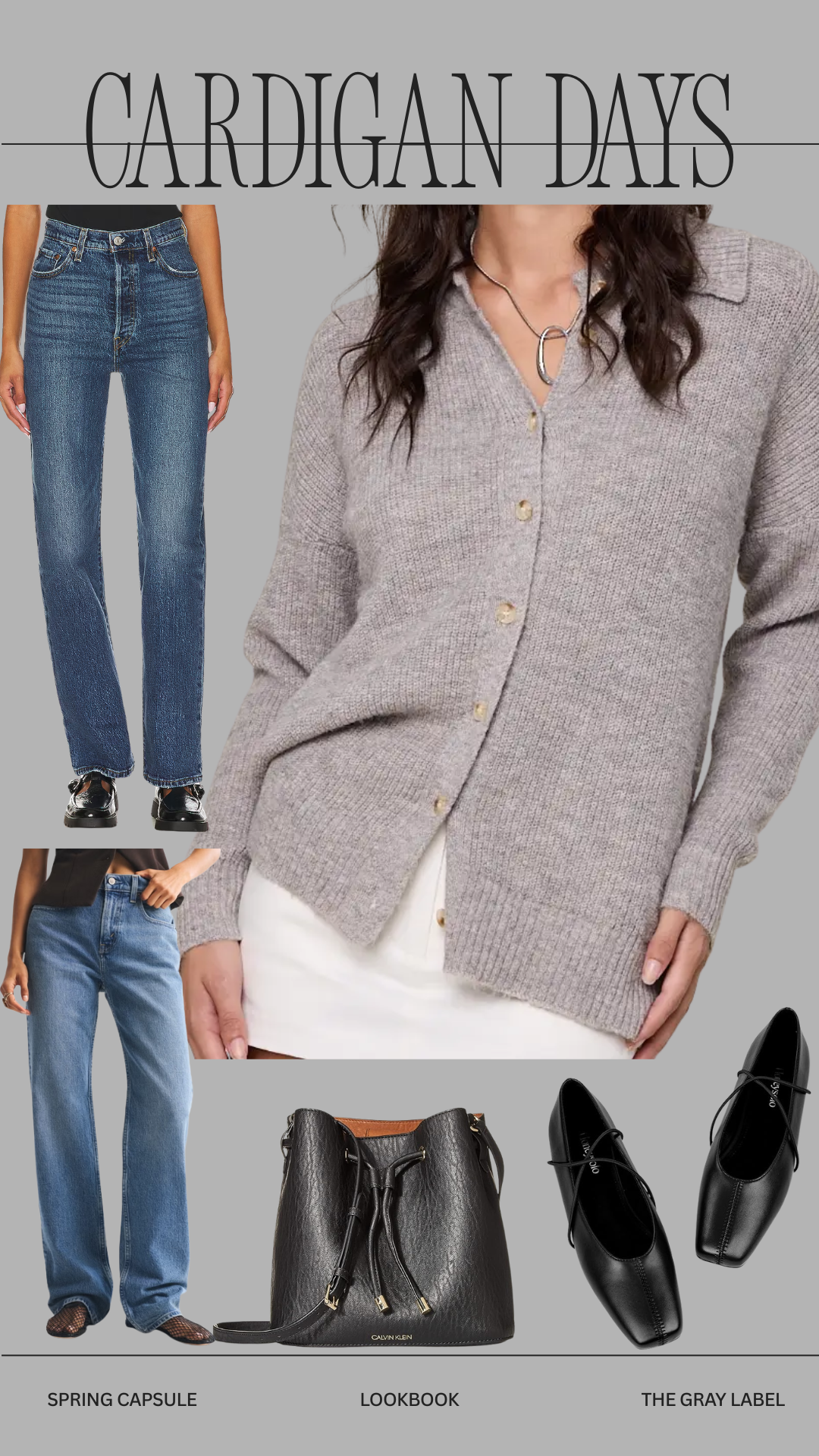 Wide Collar Button-Front Knit Cardigan