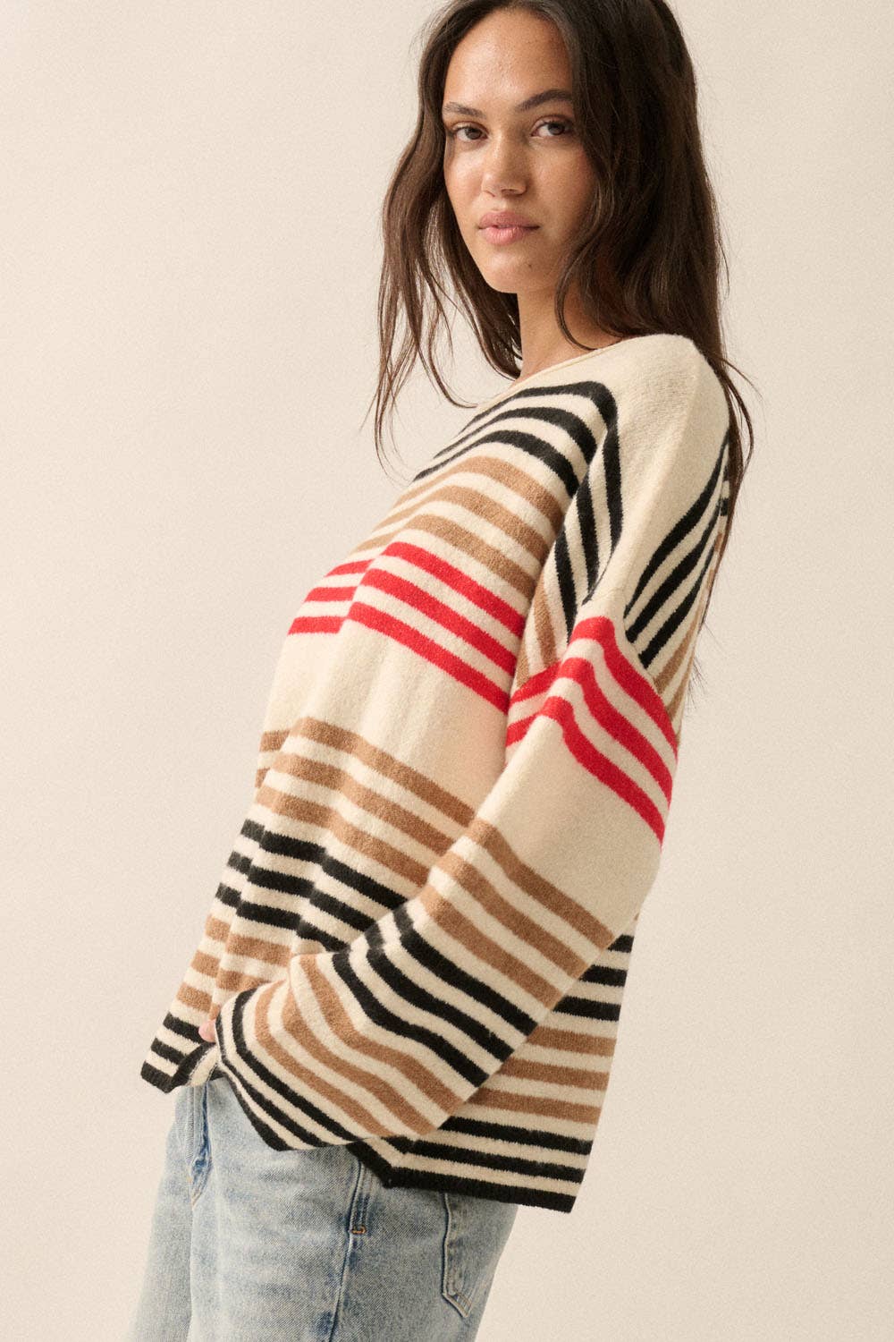 Multicolor Striped Knit Sweater