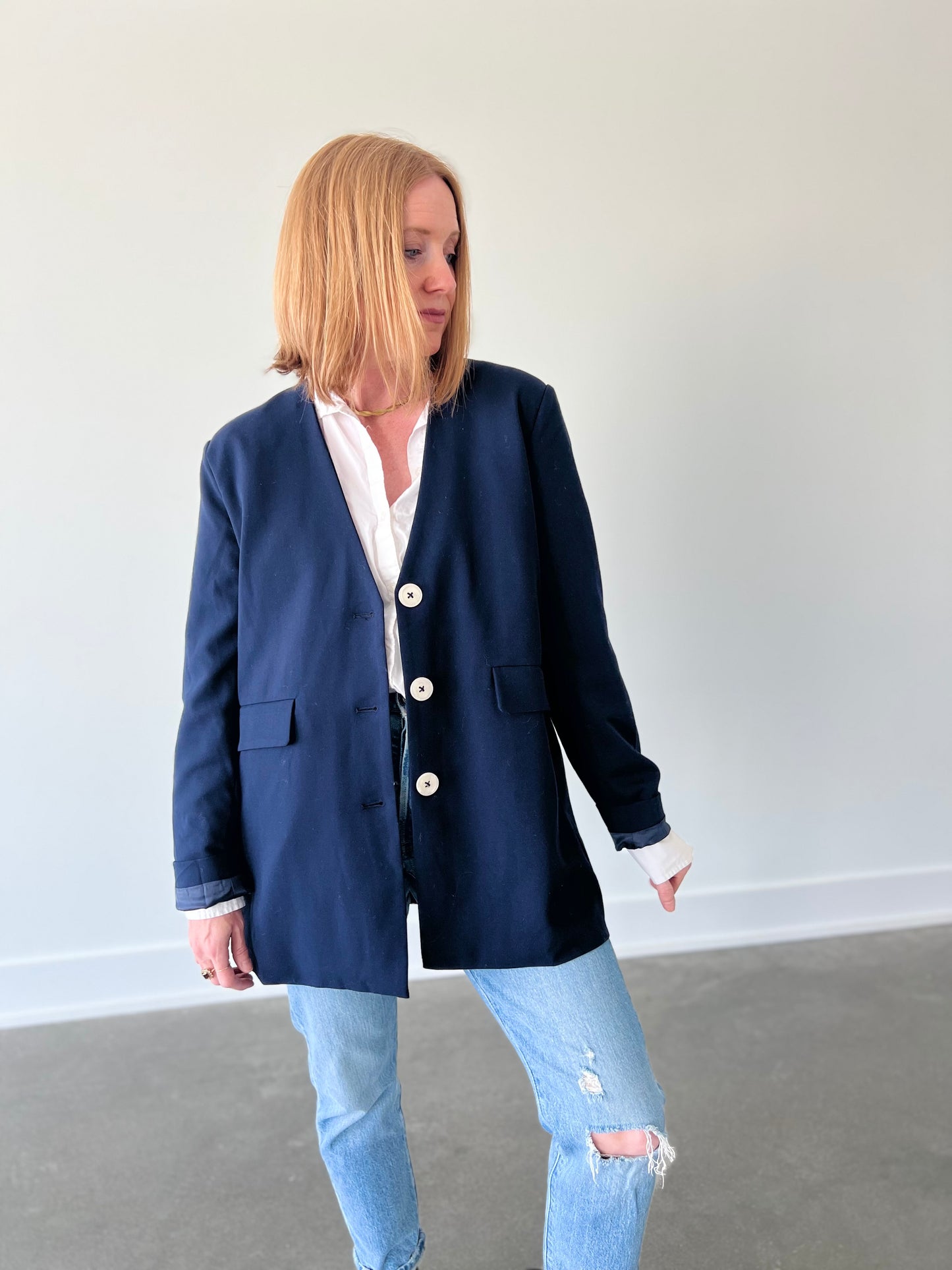 Deep V-Neck Oversized Blazer