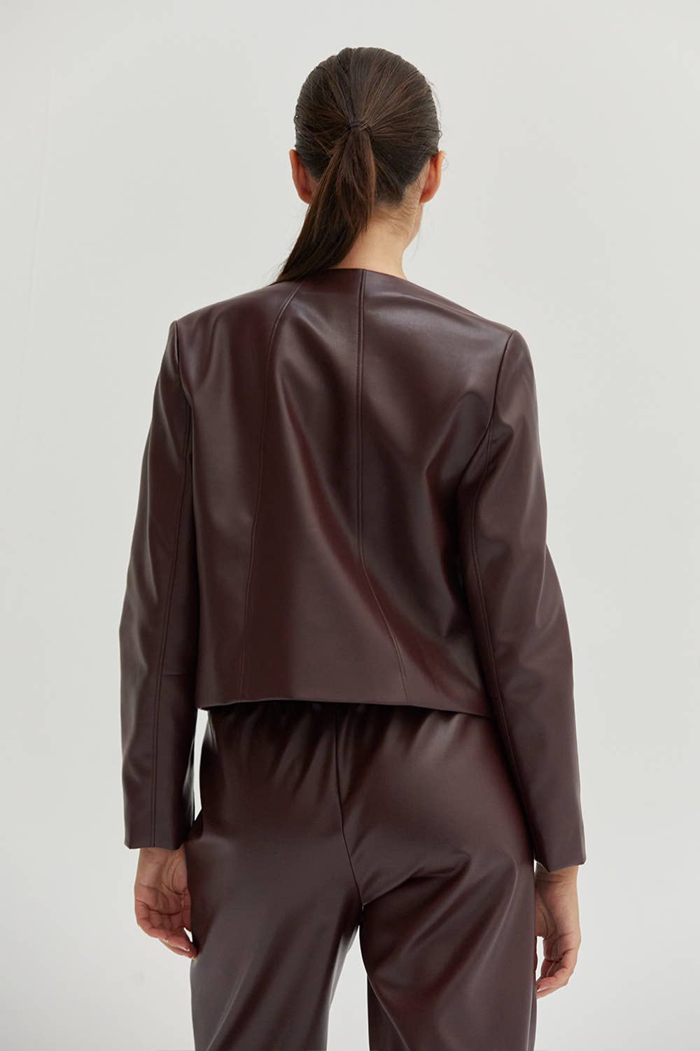 Burgundy Vegan Leather Jacket