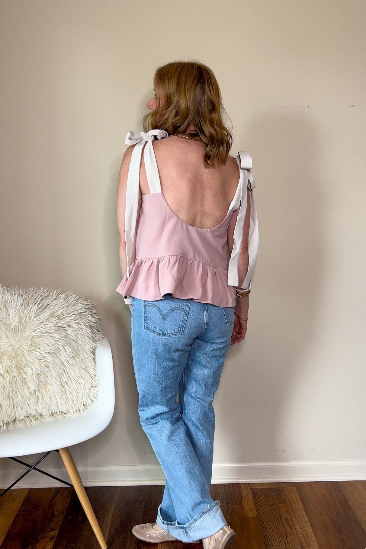 Pink Ruffle Sleeveless Top