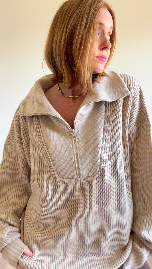 Cozy Half Zip Knit Sweater