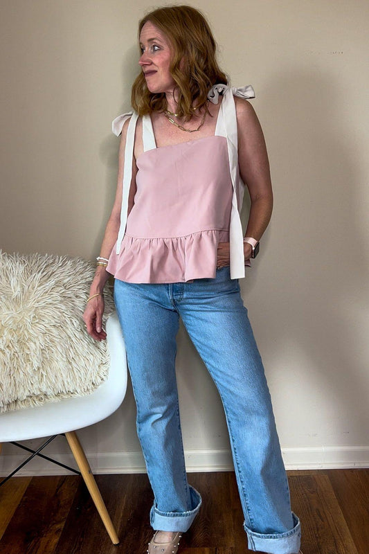 Pink Ruffle Sleeveless Top