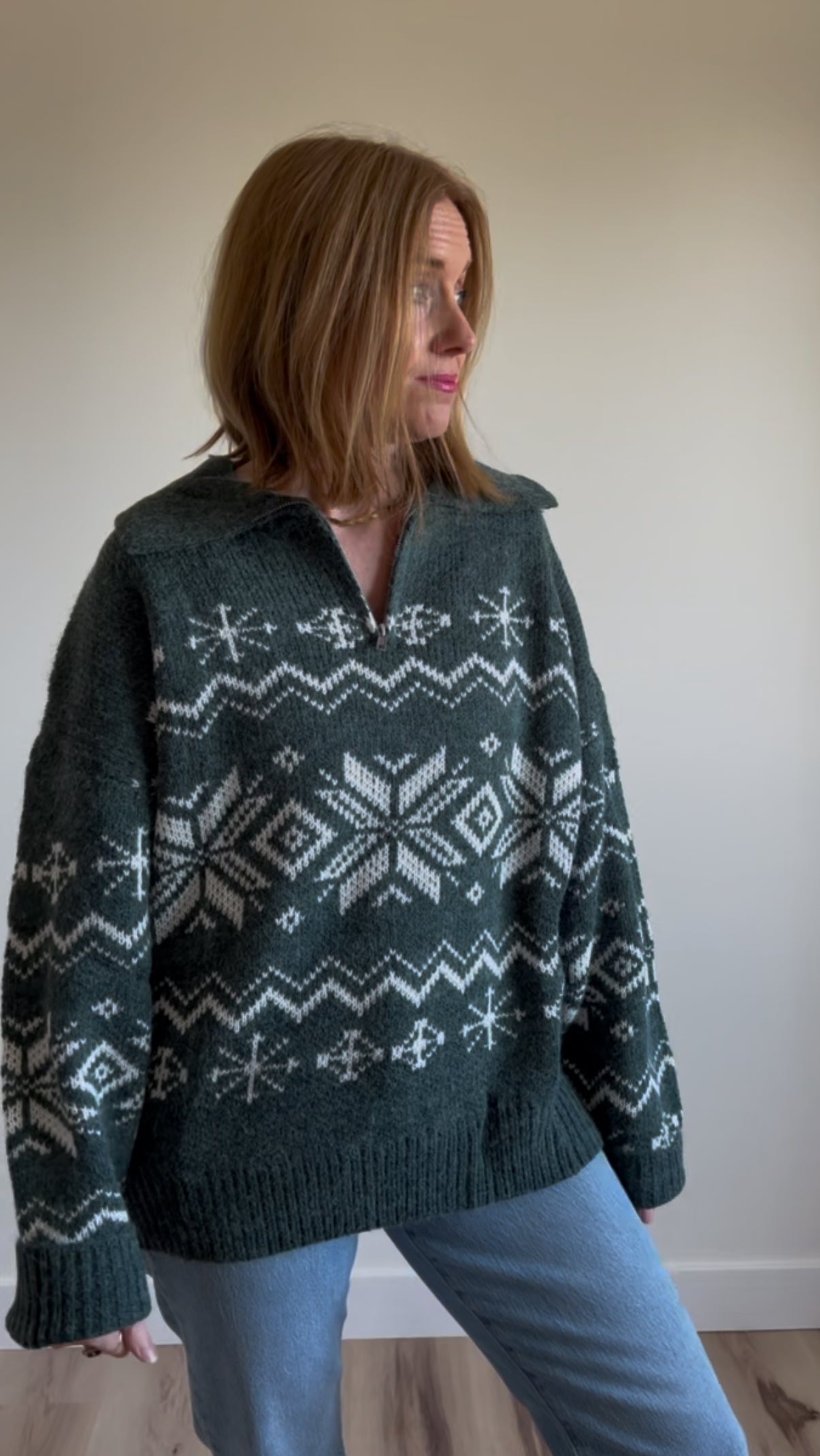 Fair Isle Jacquard Oversized Sweater