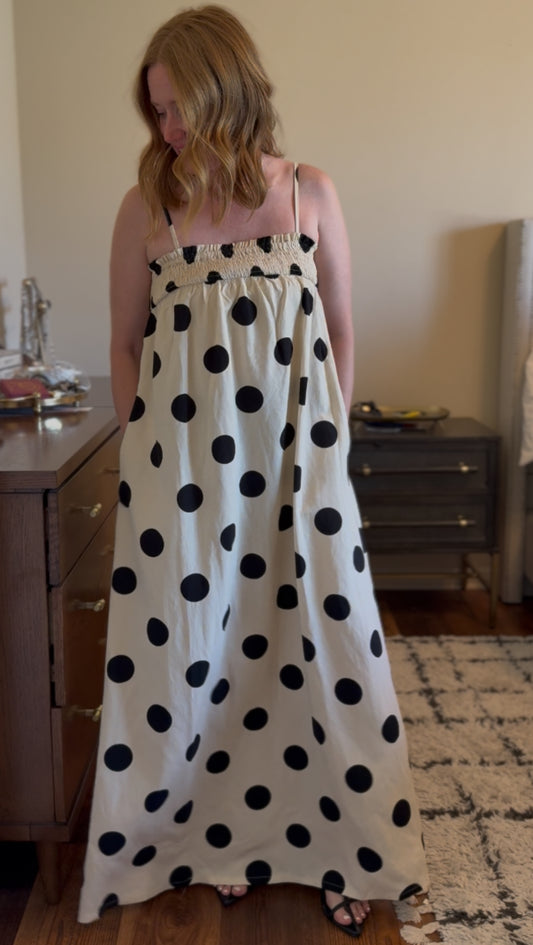 Polka Dot Linen Blend Maxi