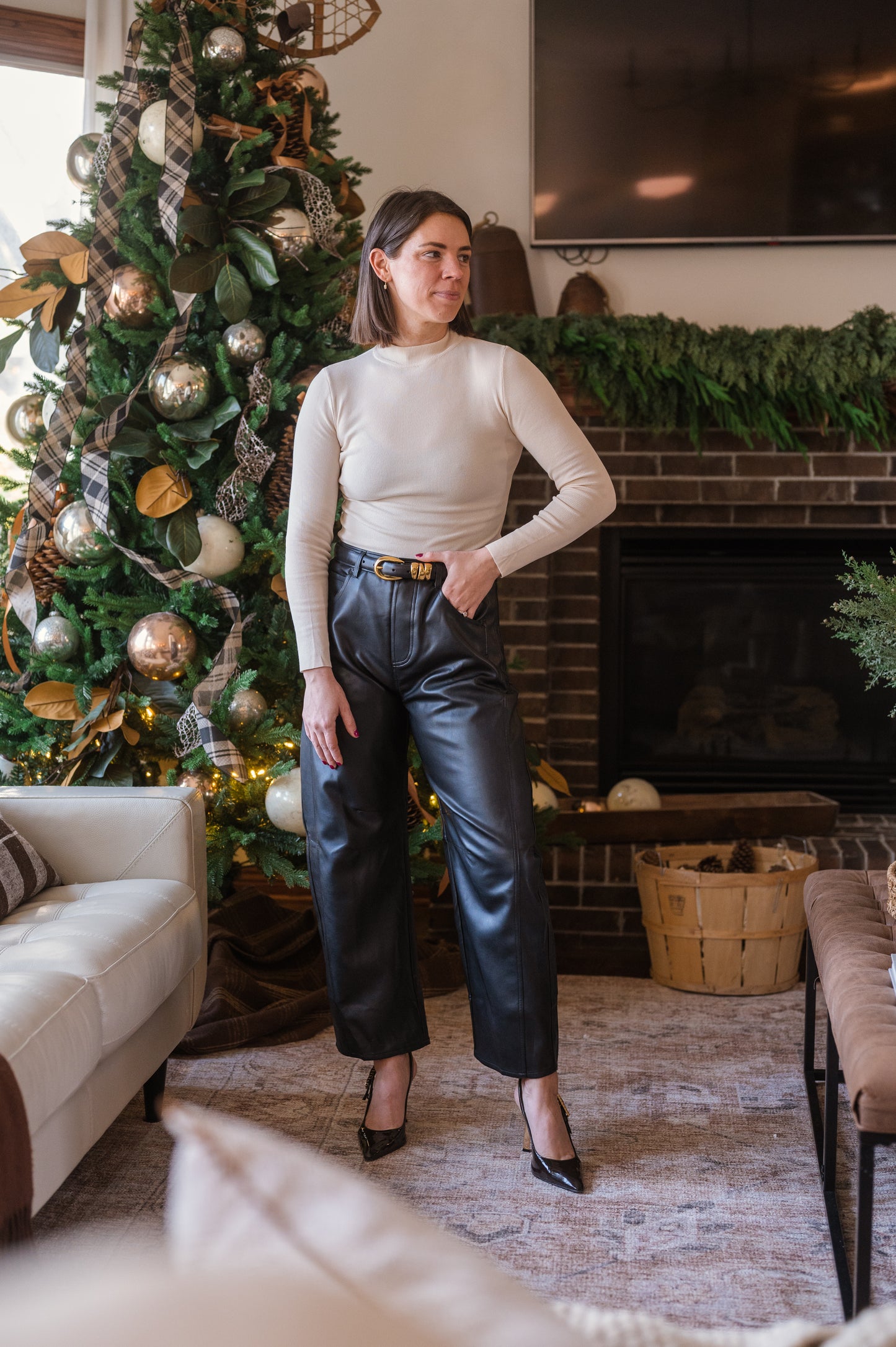 Holland and Bloom Leather Barrel Pants