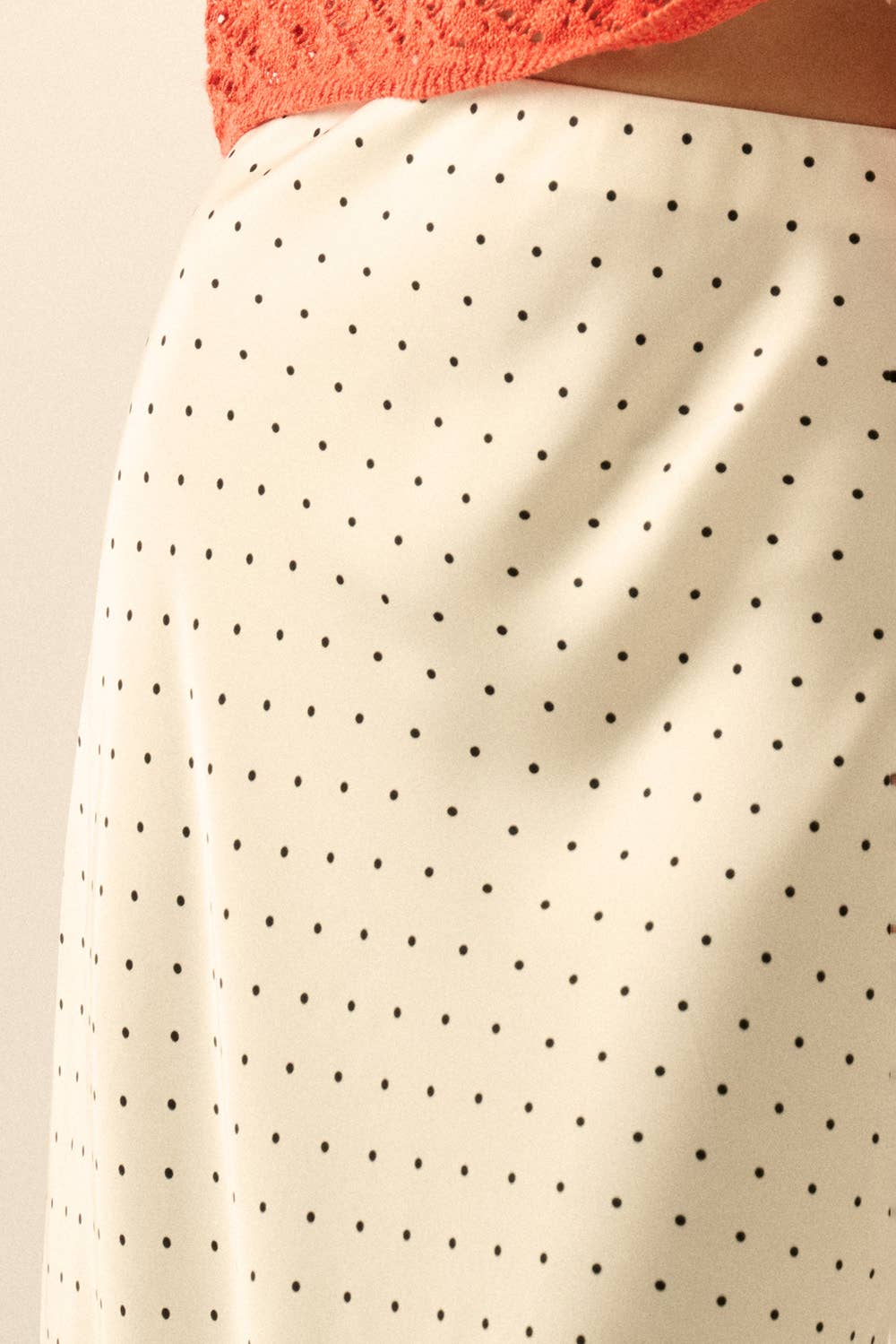 Polka Dot Bias-Cut Maxi Skirt