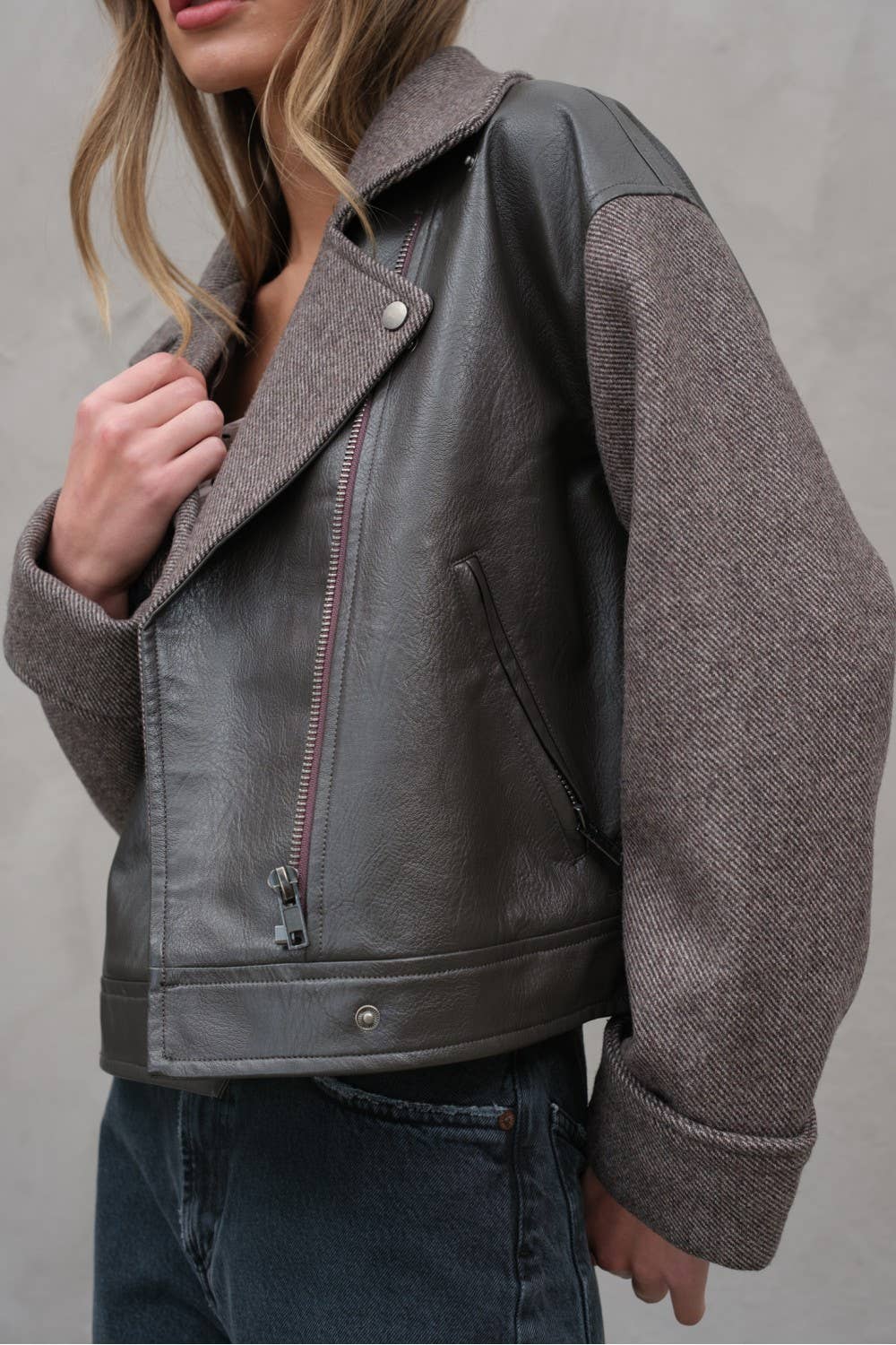 Herringbone Leather Jacket