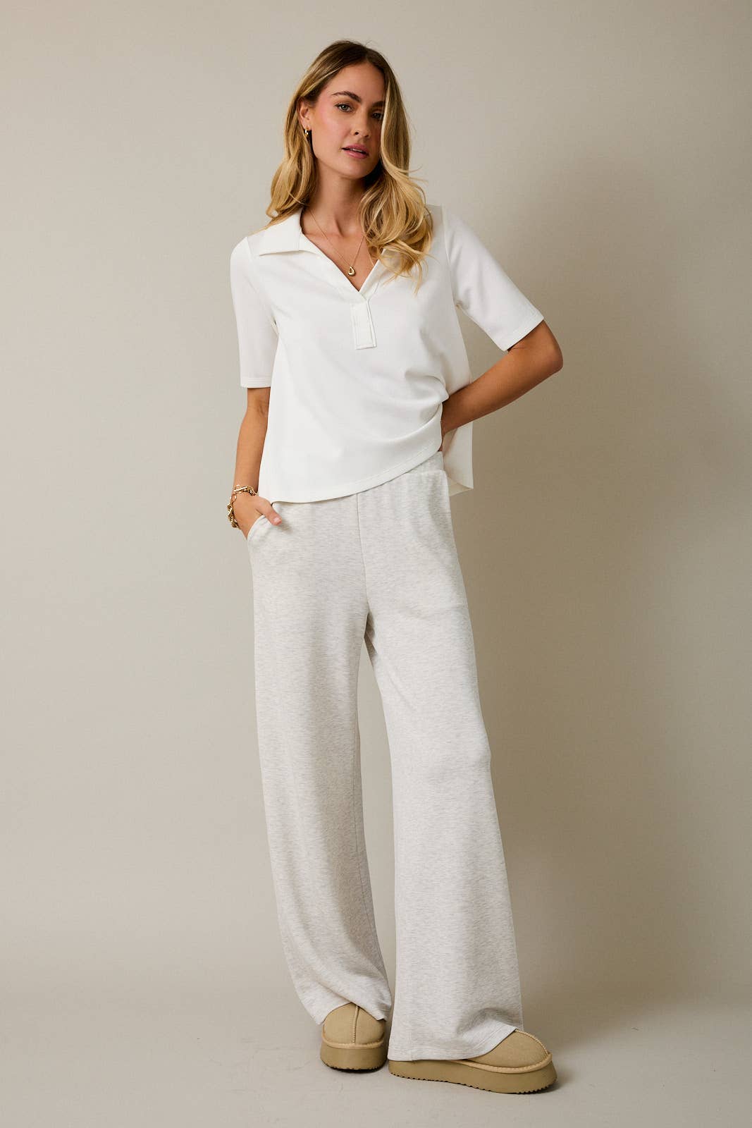 Open Half-Sleeve Polo Top