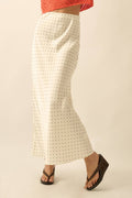 Polka Dot Bias-Cut Maxi Skirt
