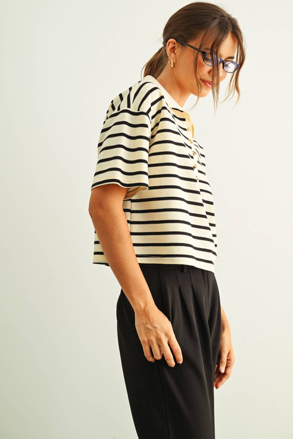 Striped Short-Sleeve Polo Shirt