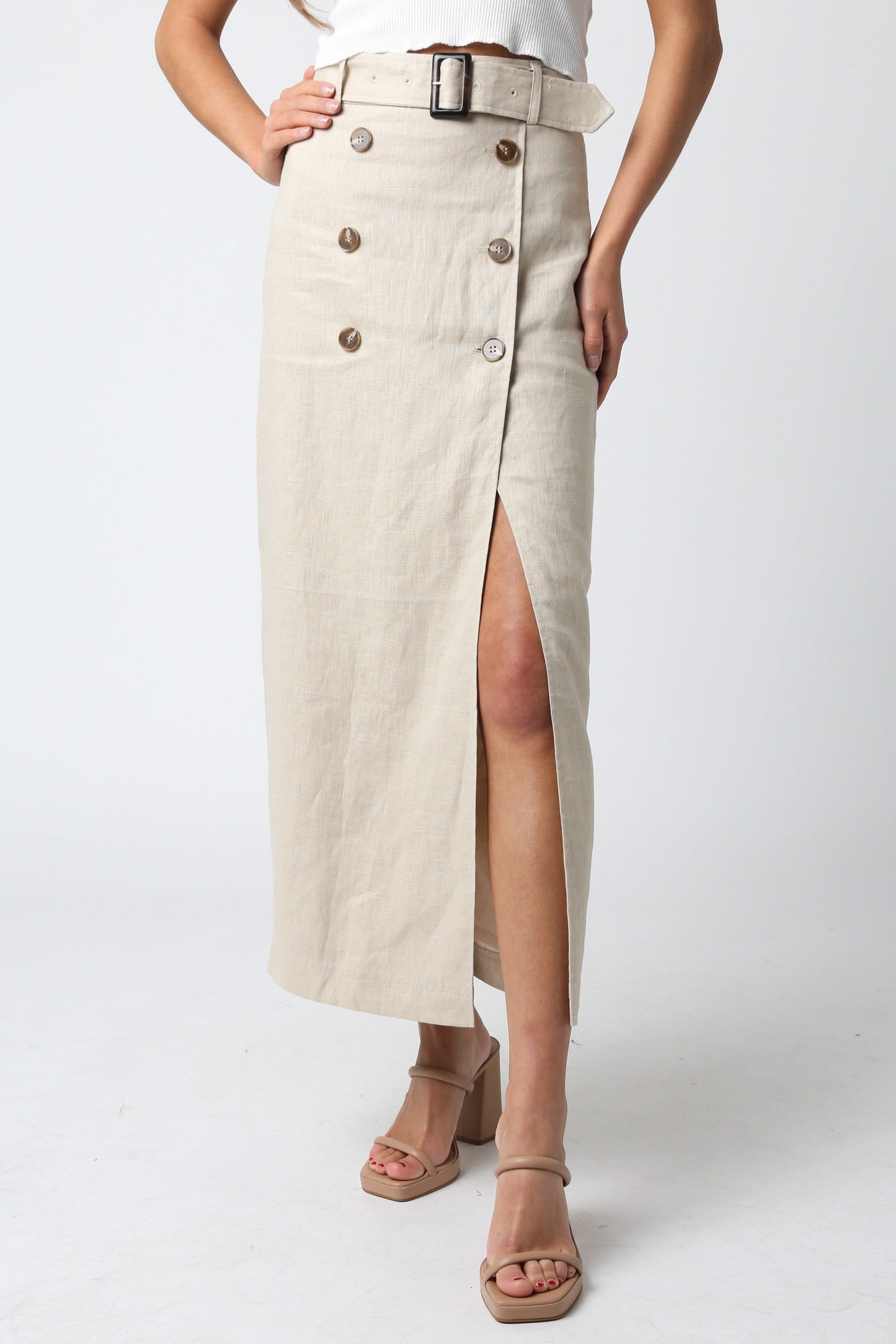 Linen Midi Skirt