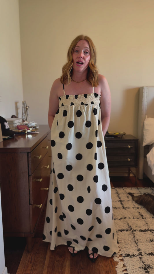 Polka Dot Linen Blend Maxi