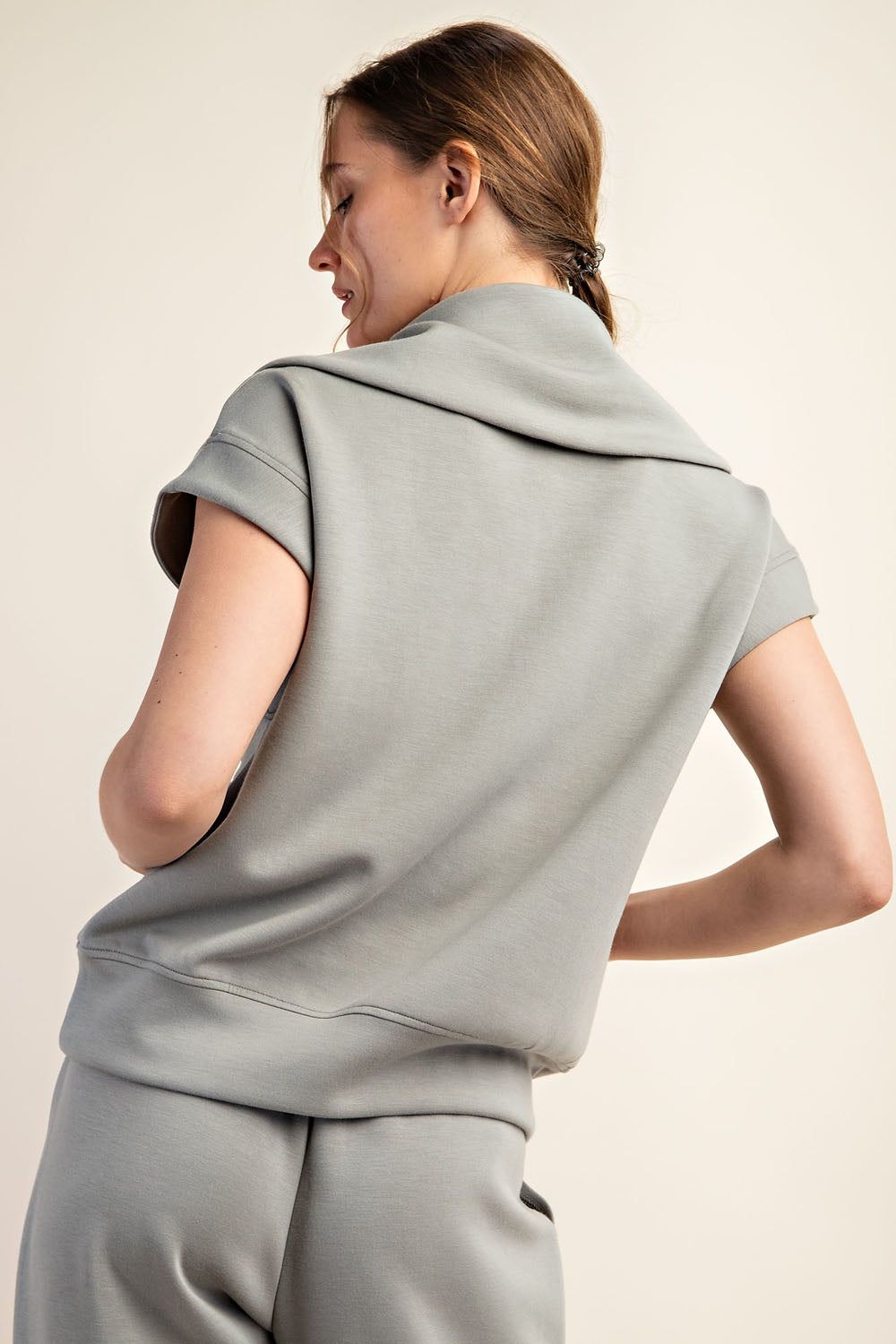 Sage Ultra Luxe Short Sleeve Quarter Zip