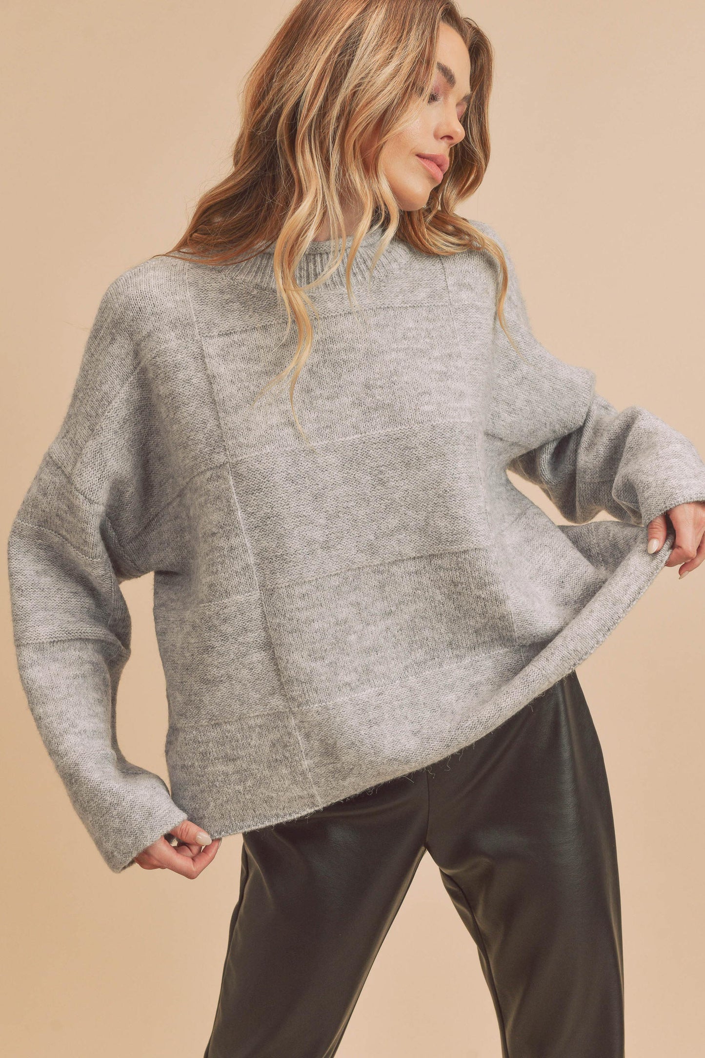 Patch Style Gray Sweater