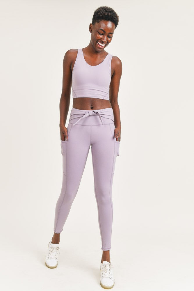 Tie Front Highwaisted Leggings with Pockets