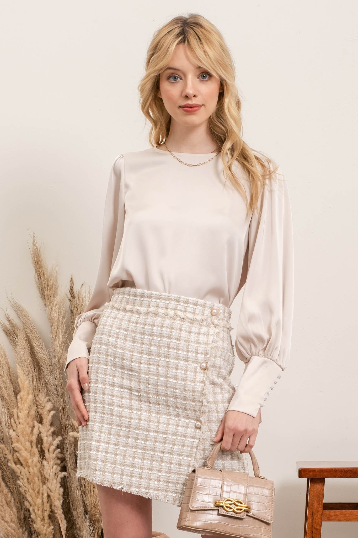 Champagne Puff Sleeved Blouse